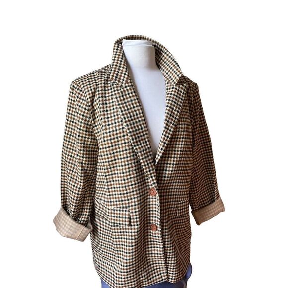 Polagram Plaid Blazer, L. Perfect layering Piece for Fall! Prep, Office Siren, s - Picture 1 of 16